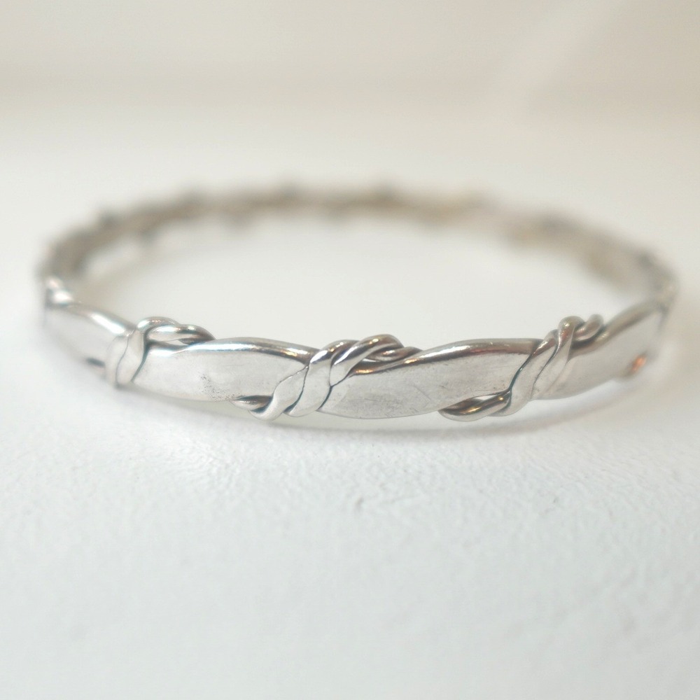 Vintage Taxco Mexico Sterling Silver Bangle Bracelet 17 grams 8 in Boho Unisex